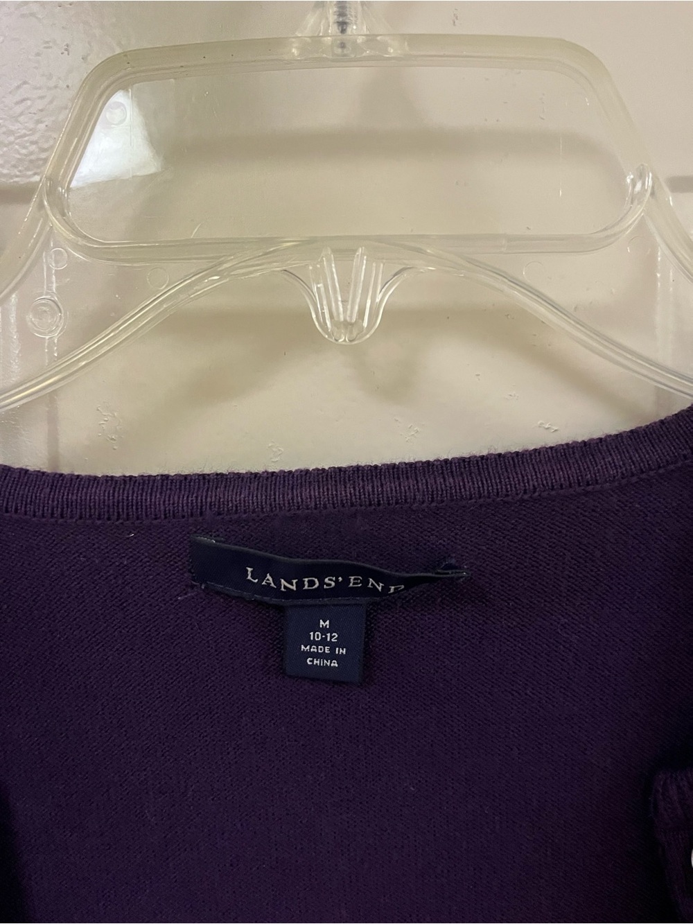 Lands' End Deep Purple Crew Cardigan - Picture 4 of 4